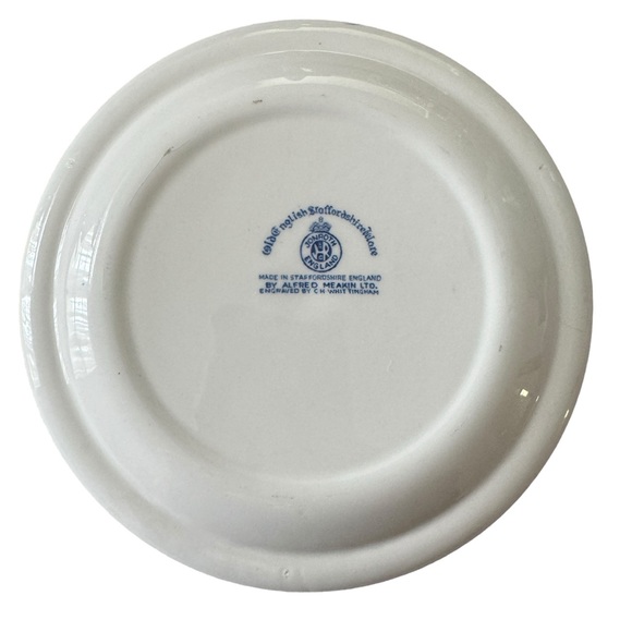 Plymouth Rock Thanksgiving 7” Diameter English Plate Staffordshire Blue & White - Picture 2 of 3